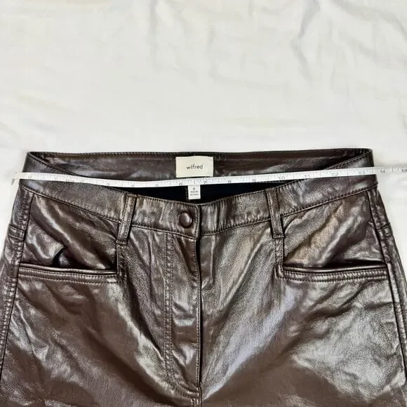 Wilfred Aritzia Brown Faux Leather Flare Pants Women's 8 Y2K 90s Bootcut Concert - Picture 7 of 16